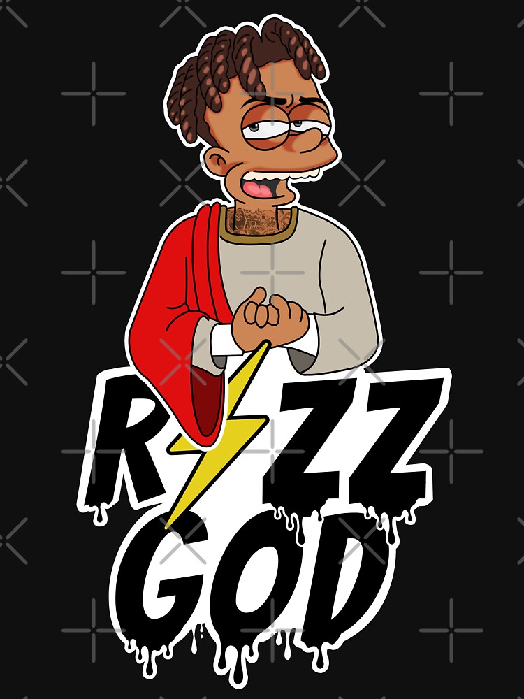 "Rizz God Trap Drip Rap Cartoon Emote Popular Streamer Slang" Tshirt