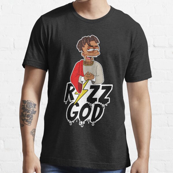 "Rizz God Trap Drip Rap Cartoon Emote Popular Streamer Slang" Tshirt