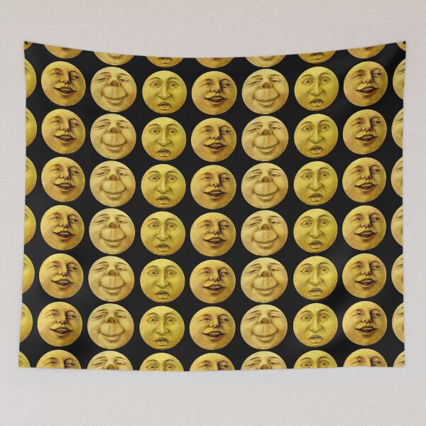 Item preview, Funny Retro Vintage Sun Moon Faces Oldschool Emoji Seamless Repetitive Pattern designed and sold by marie-inks.
