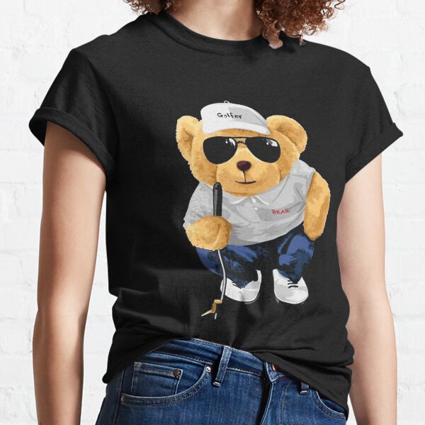 Lovely Golf Teddy Bear T Shirt Casual Man/women Tee T-Shirt Short