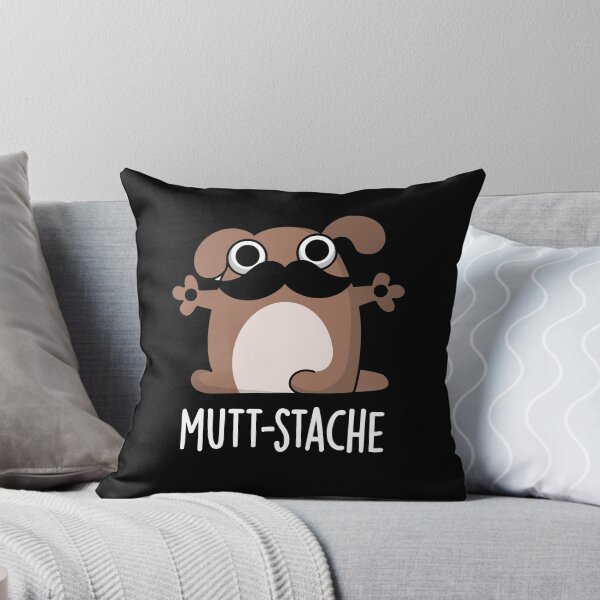 Item preview, Mutt-stache Funny Dog Moustache Puns (Dark BG) designed and sold by punnybone.