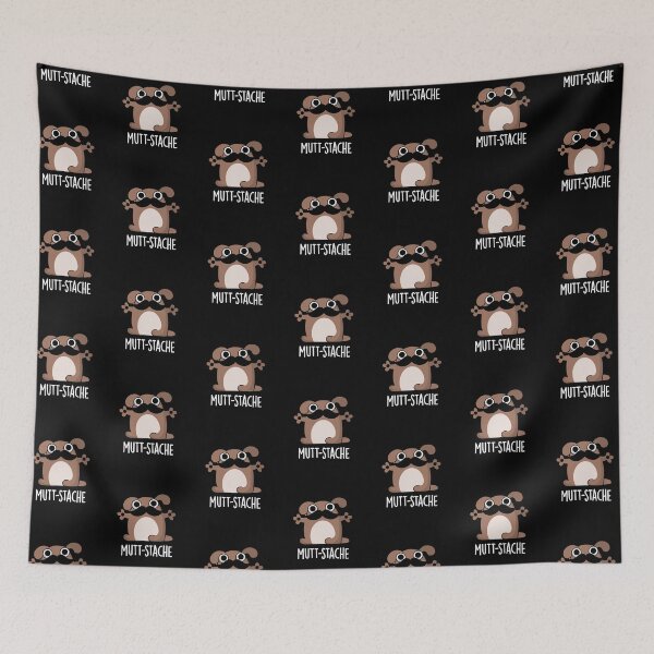 Item preview, Mutt-stache Funny Dog Moustache Puns (Dark BG) designed and sold by punnybone.