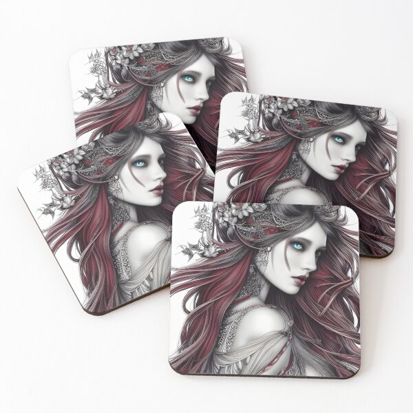 Aperçu de l'œuvre Portrait rouge/noir/blanc - AI Art créée et vendue par Lola Mystique Boutique.