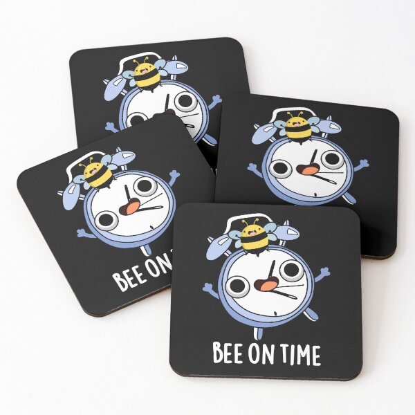 Item preview, Bee On Time Funny Bug Clock Puns (Dark BG) designed and sold by punnybone.