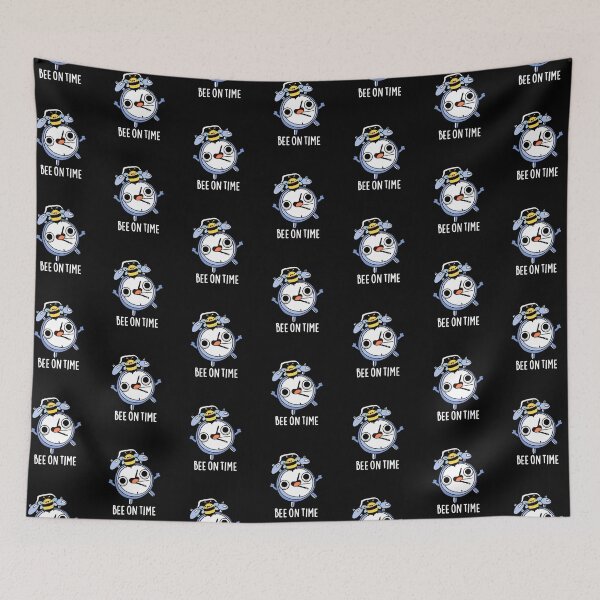 Item preview, Bee On Time Funny Bug Clock Puns (Dark BG) designed and sold by punnybone.