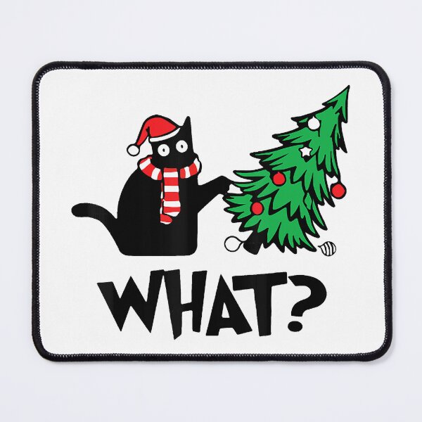 Item preview, Funny Black Cat Gifts Pushing Christmas Tree Over Cat What designed and sold by IsraelCastro.