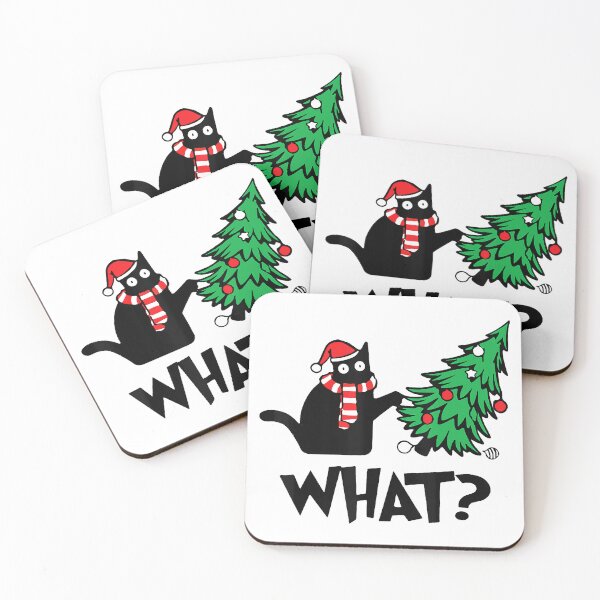 Item preview, Funny Black Cat Gifts Pushing Christmas Tree Over Cat What designed and sold by IsraelCastro.