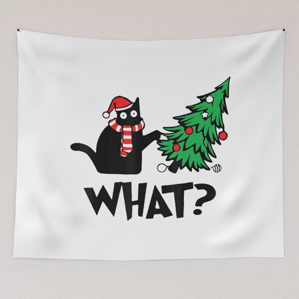Item preview, Funny Black Cat Gifts Pushing Christmas Tree Over Cat What designed and sold by IsraelCastro.