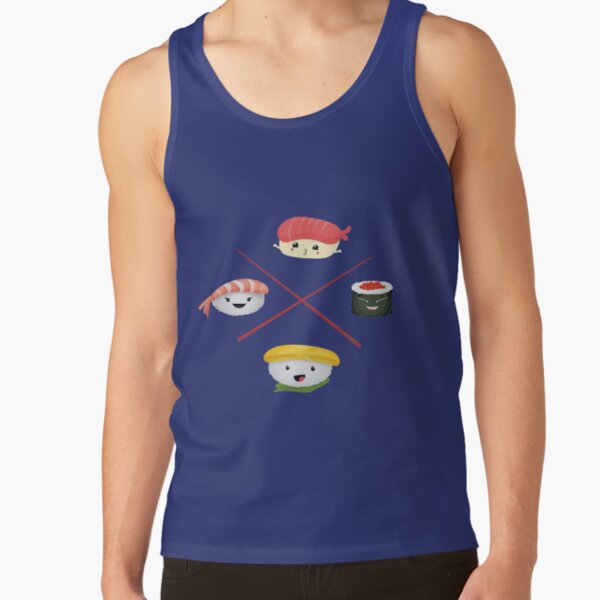 emoji sushi manga japan asian food chopsticks manga cosplay nigri maki fish salmon Tank Top