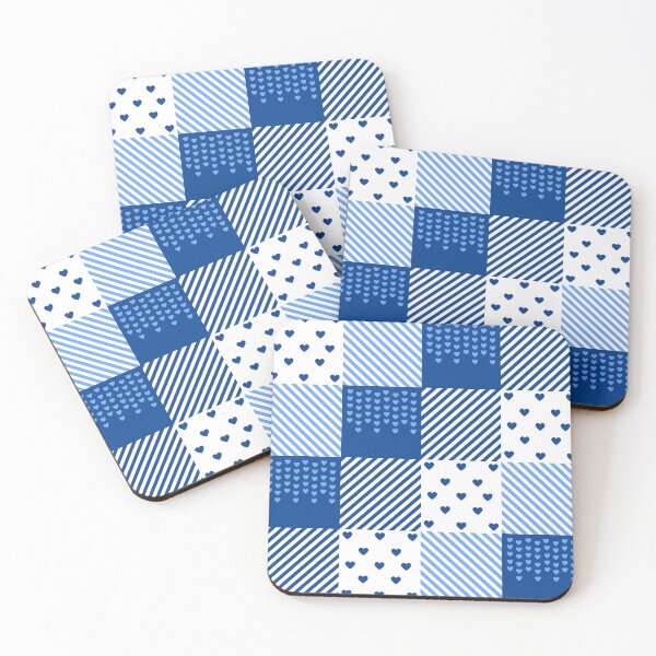 Artikelvorschau, Blaues und weißes Patchwork-Muster entworfen und verkauft von humnoo.