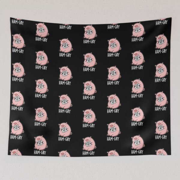 Item preview, Ham-gry Funny Pig Puns (Dark BG) designed and sold by punnybone.
