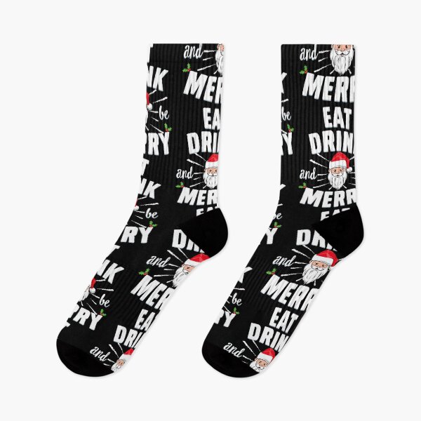 Item preview, Eat Drink and Be Merry Santa Claus Xmas Funny Christmas designed and sold by QueenOfPrint.