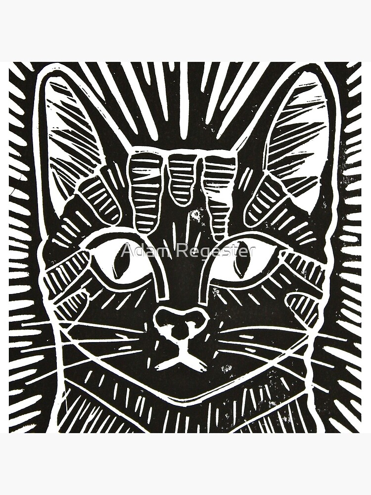 Cat Portrait Lino Print Art Print for Sale by Adam Regester