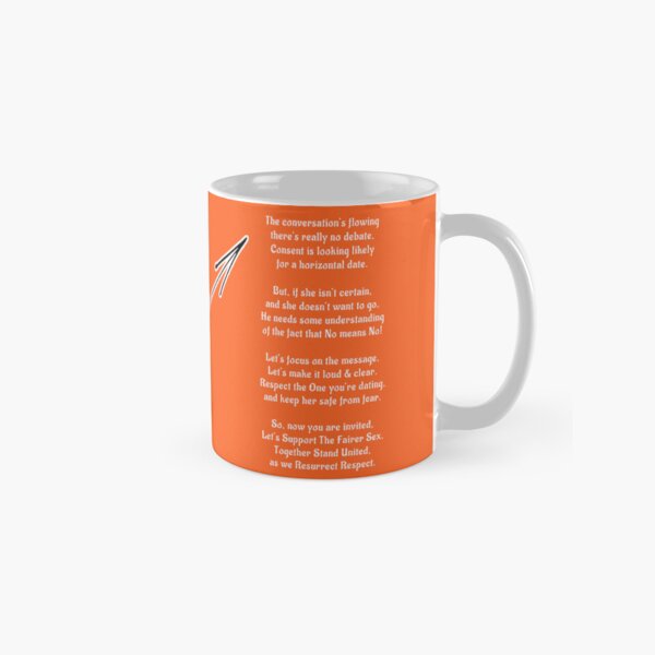 ResurrectRESPECT.com poem : Richard and Vicki Hadfield - basic white text only - Orange background option Classic Mug