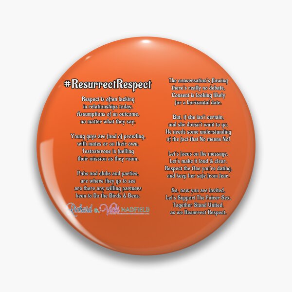 Item preview, ResurrectRESPECT.com poem : Richard and Vicki Hadfield - basic white text only - Orange background option designed and sold by Printable Pressies.