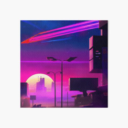 Artikel-Vorschau von Eine Skyline der Stadt mit einem rosa und violetten Himmel, designt und verkauft von aryan-gallery.