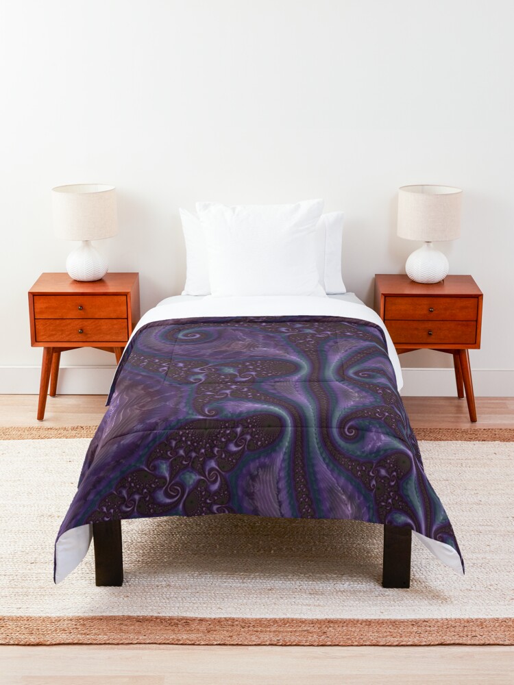 Alternate view of Purple Fractal Comforter