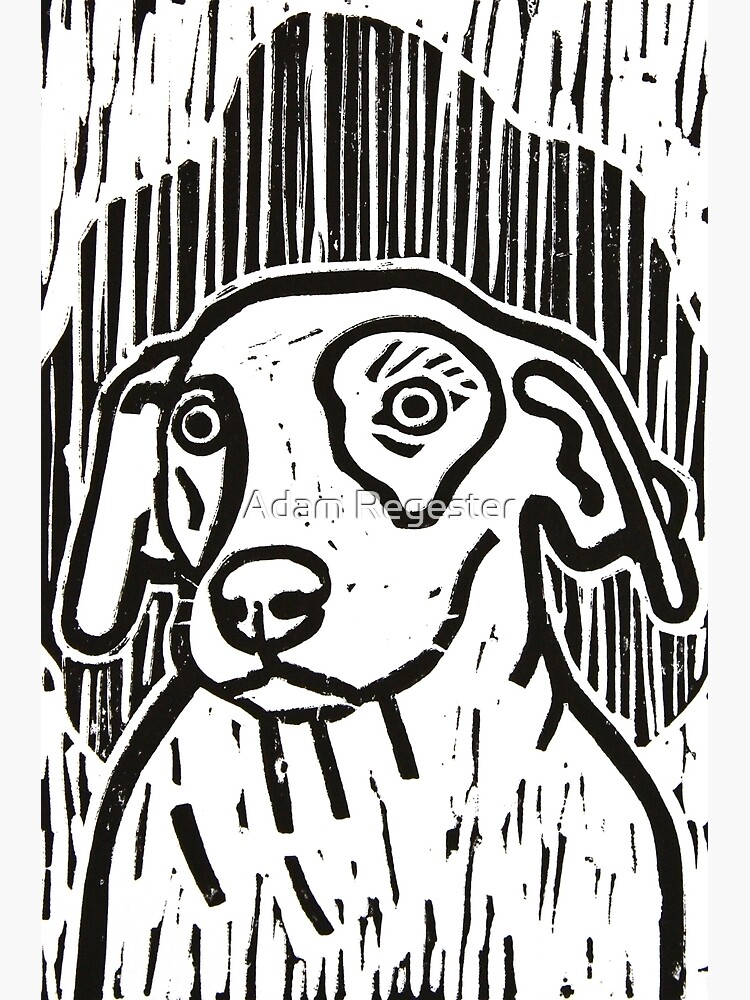 “Dog Portrait Linocut " Art Print by AdamRegester | Redbubble