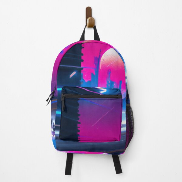Item preview, A futuristic city with neon lights and a pink sky designed and sold by aryan-gallery.