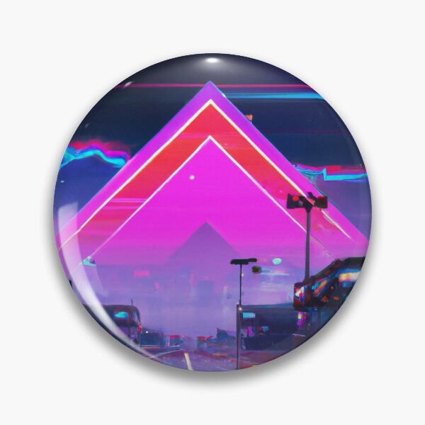 Item preview, A futuristic city with neon lights and a pink triangle designed and sold by aryan-gallery.