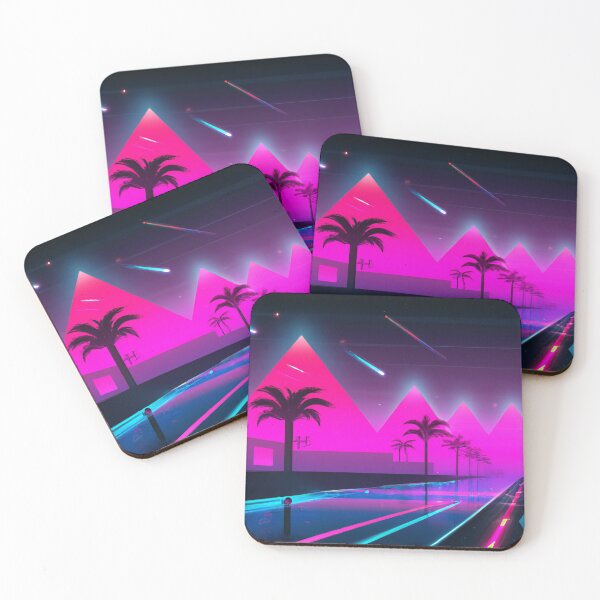 Item preview, A futuristic city with palm trees and neon lights designed and sold by aryan-gallery.