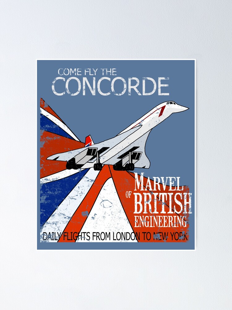 affiche plastifiée British Airways fond bleu Concorde 