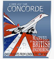 Come Fly The Concorde | Marvel of British Engineering Vintage Poster Design Poster