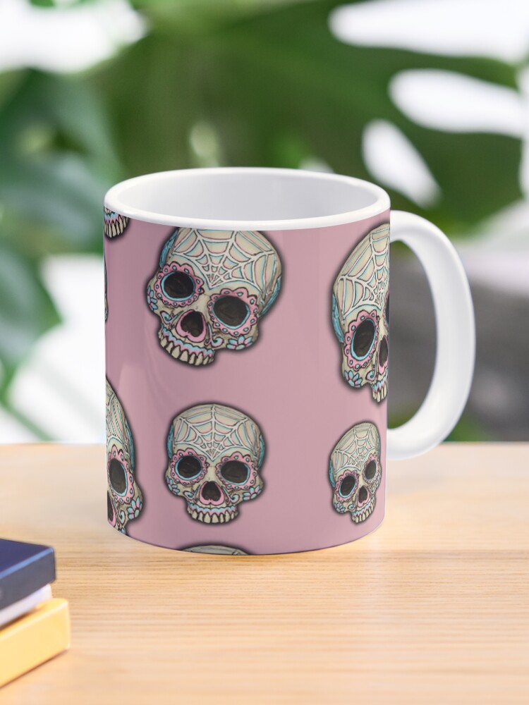 Imagen 1 de 6, Taza de café con la obra Pink Sugar Skull, diseñada y vendida por AdrianFilmore.