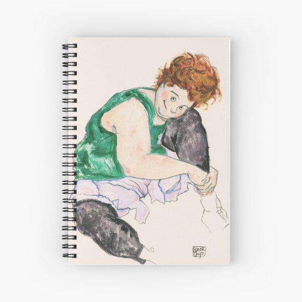 Sitzende frau mit hochgewogenem Knie from Egon Schiele in Full of Freckles style Spiral Notebook