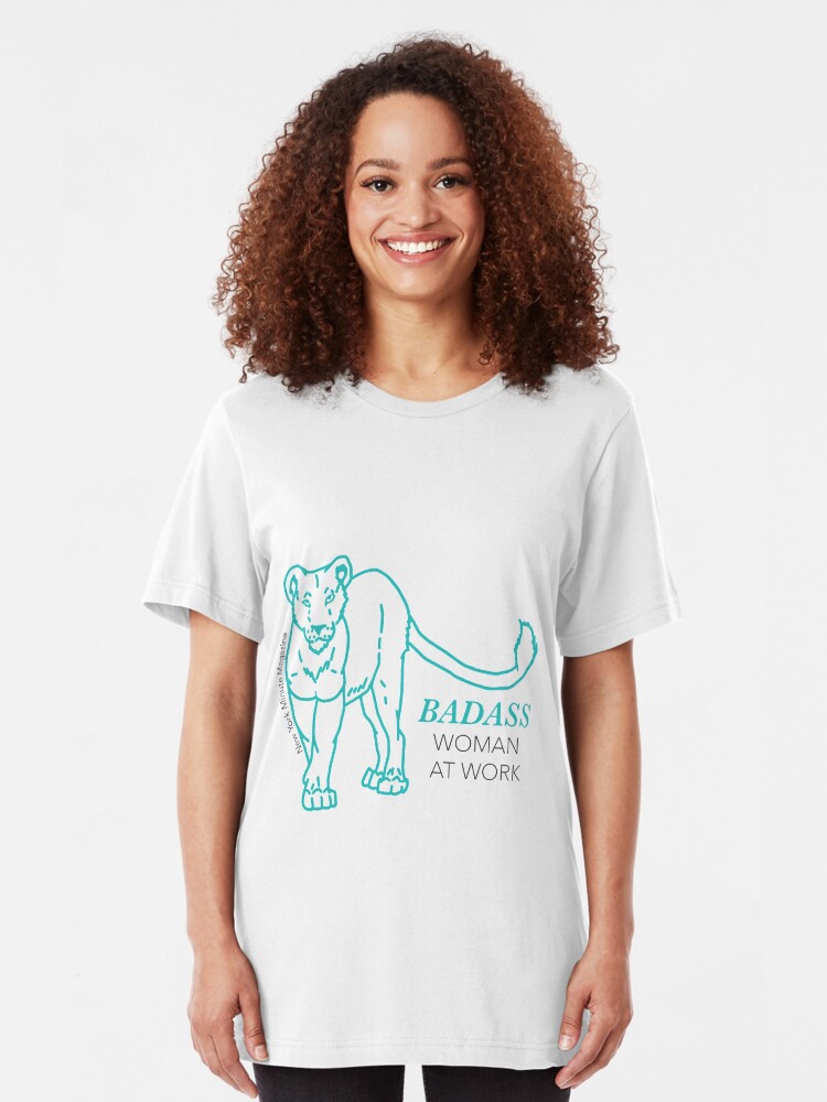 Alternate view of Badass Woman at Work Slim Fit T-Shirt