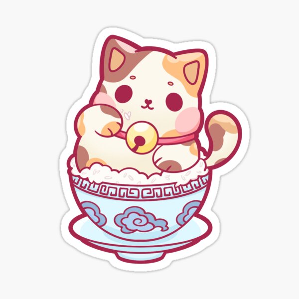 Calico Rice Bowl Sticker