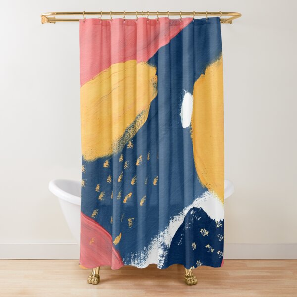 Blue Shower Curtain, Graffiti Ombre Fabric Shower Curtains For Modern  Abstract Bathroom Decor, Brush Strokes Oil Painting Design, Watercolor,  Navy Blu