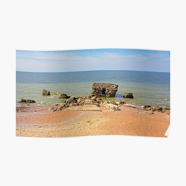 Ruins of bunkers in the sea at Karosta beach Poster