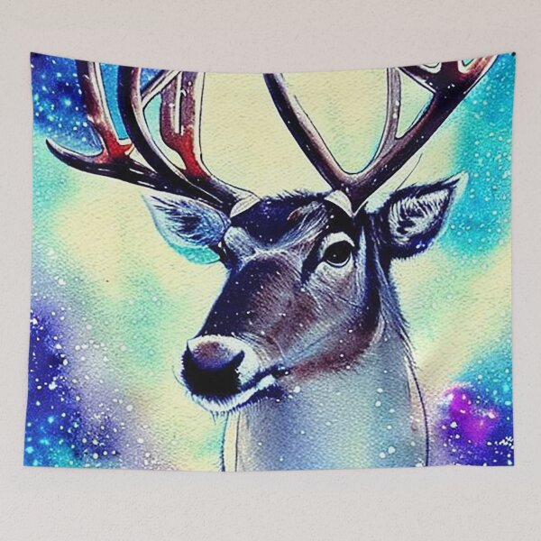 Item preview, Holiday Reindeer in the Snow in Watercolor designed and sold by DreamScheme.