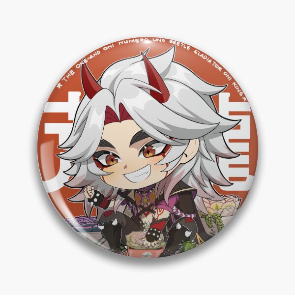Item preview, Chibi Series Genshin Impact Arataki Itto (available as pin, coaster, and sticker) designed and sold by kiyoomiya.