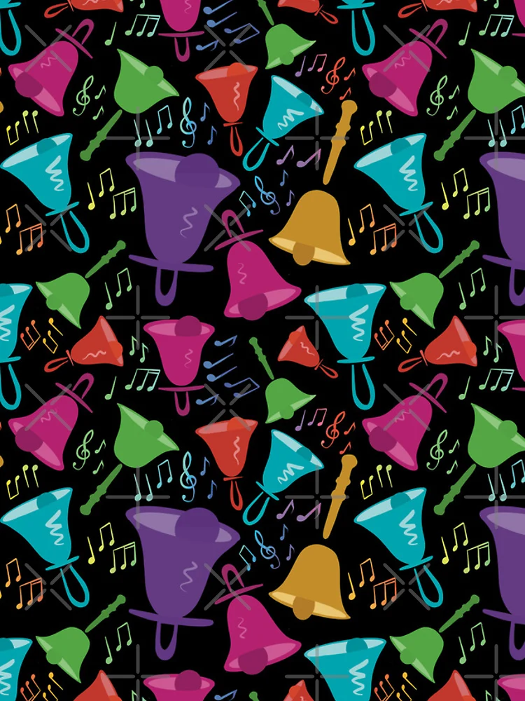 Thumbnail 4 of 4, iPhone Case, Colorful Handbells And Notes Pattern designed and sold by SubtleSplit.
