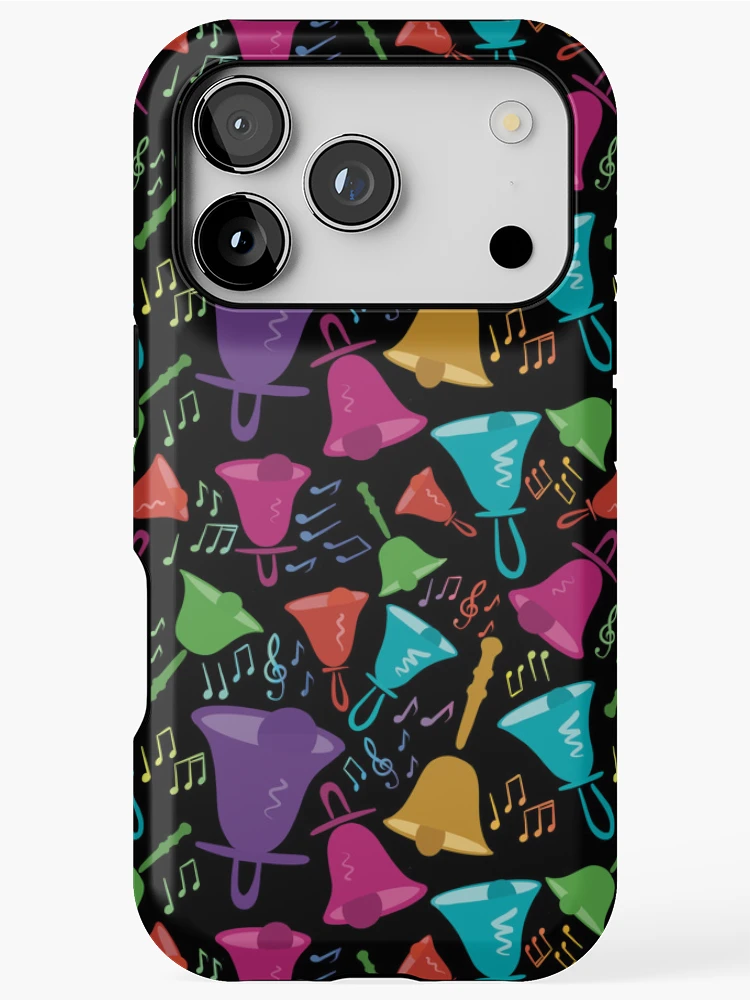 Thumbnail 1 of 4, iPhone Case, Colorful Handbells And Notes Pattern designed and sold by SubtleSplit.