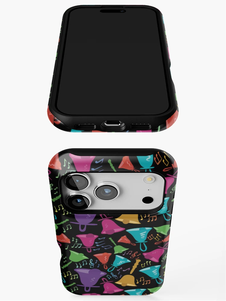 Thumbnail 3 of 4, iPhone Case, Colorful Handbells And Notes Pattern designed and sold by SubtleSplit.