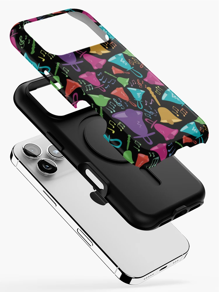 Thumbnail 2 of 4, iPhone Case, Colorful Handbells And Notes Pattern designed and sold by SubtleSplit.