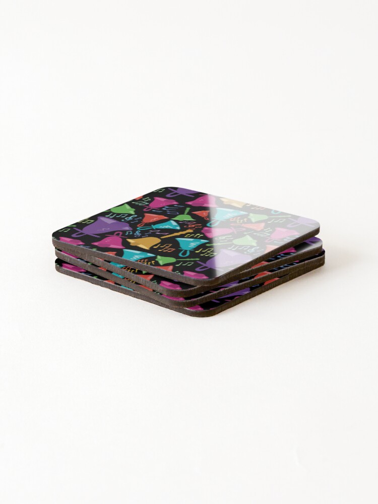 Thumbnail 4 of 5, Coasters (Set of 4), Colorful Handbells And Notes Pattern designed and sold by SubtleSplit.