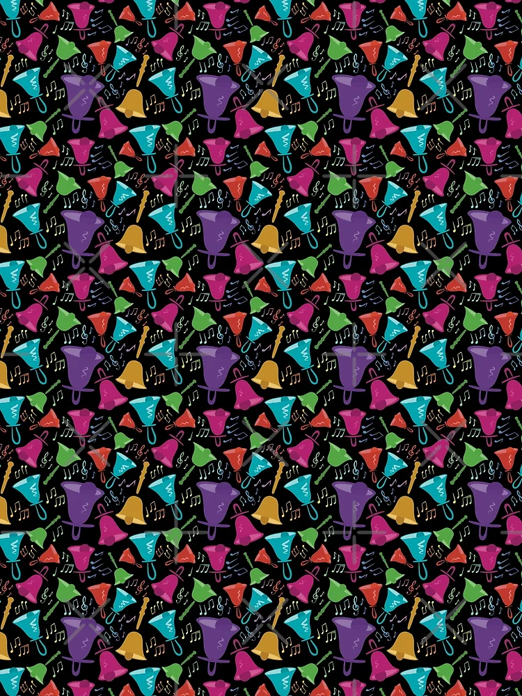 Thumbnail 3 of 3, Scarf, Colorful Handbells And Notes Pattern designed and sold by SubtleSplit.