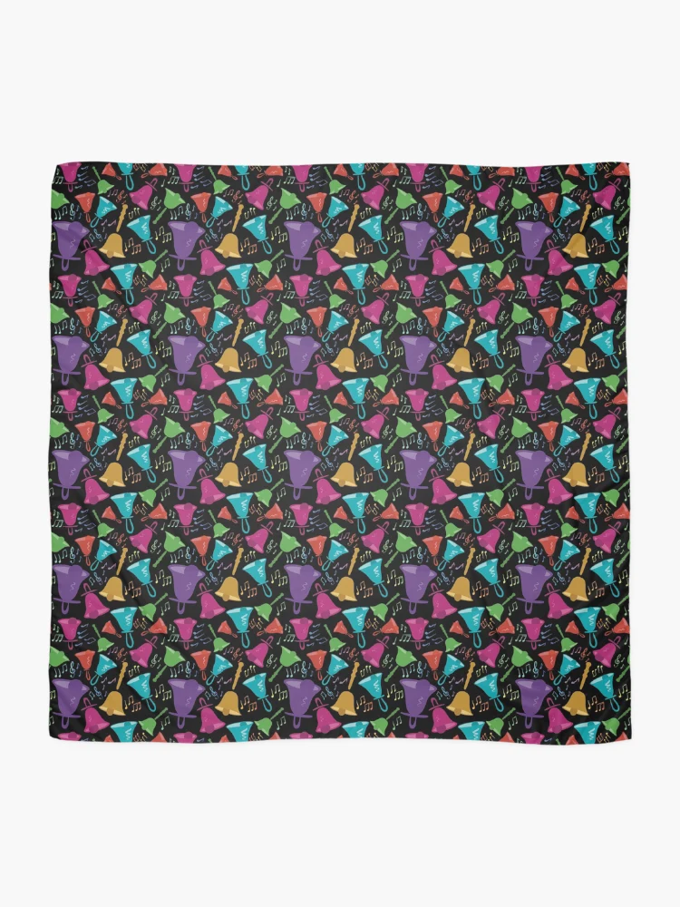 Thumbnail 2 of 3, Scarf, Colorful Handbells And Notes Pattern designed and sold by SubtleSplit.