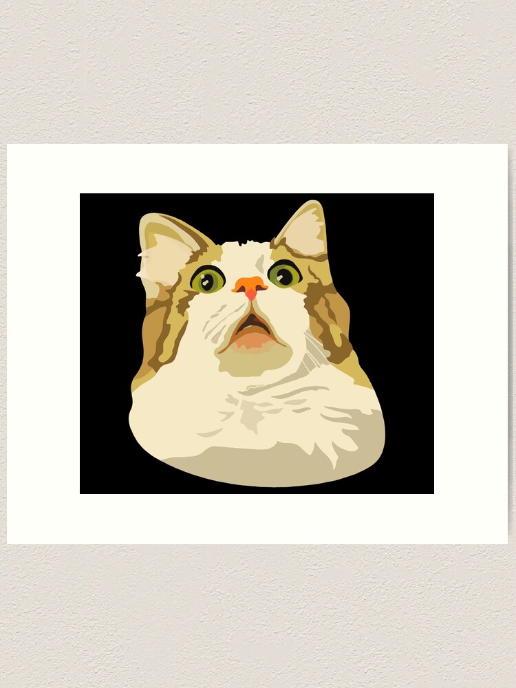 Cat Scared by Cucumber, Cursed Cat Images Poster for Sale by printify