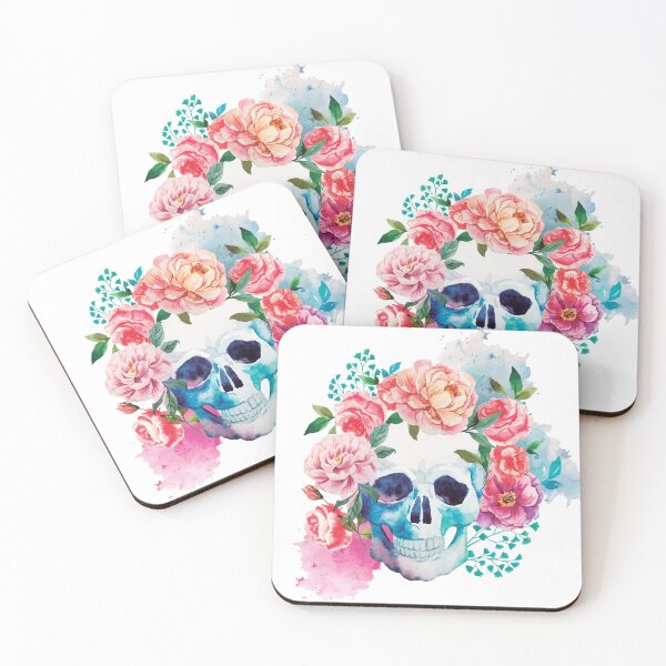 Item preview, Watercolor Day of the Dead Skull of Floral designed and sold by Pink Pineapple Works.