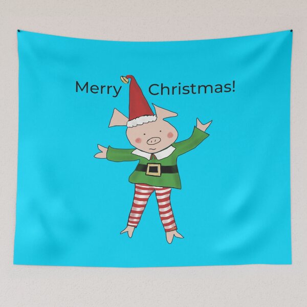 Item preview, Christmas Elf, Elf costume wearing cute pig. Merry Christmas! designed and sold by PiggingJapan.