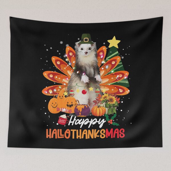 Item preview, Halloween Thanksgiving Christmas Happy HalloThanksMas Ferret designed and sold by IsraelCastro.