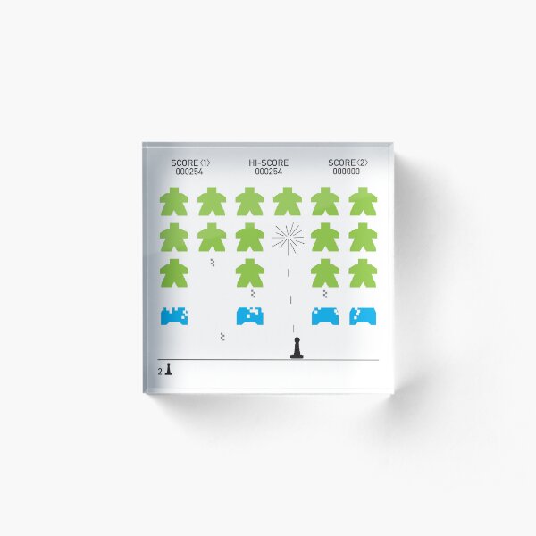 Meeple Invaders Acrylic Block