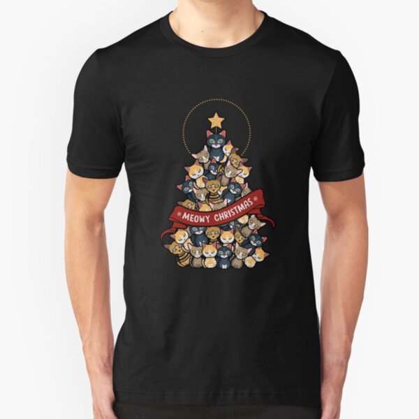 Meowy christmas funnyshirt Slim Fit T-Shirt
