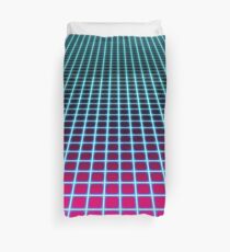 Vaporwave Ombre Grid Pattern Duvet Cover