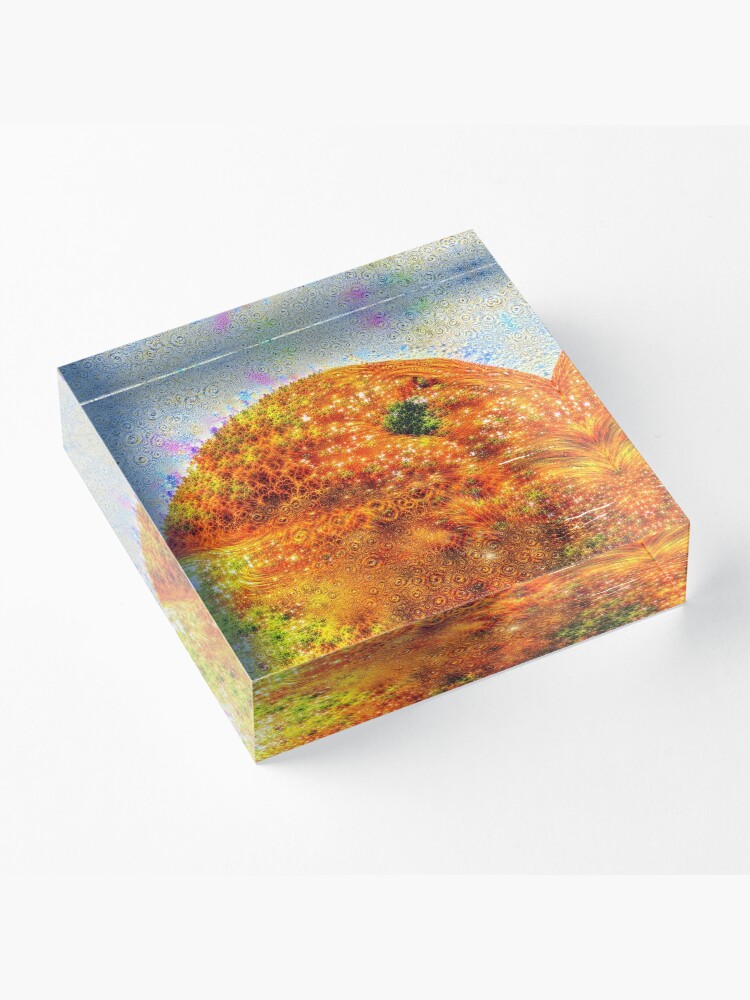 Alternate view of #DeepDreamed Frozen Orange Acrylic Block